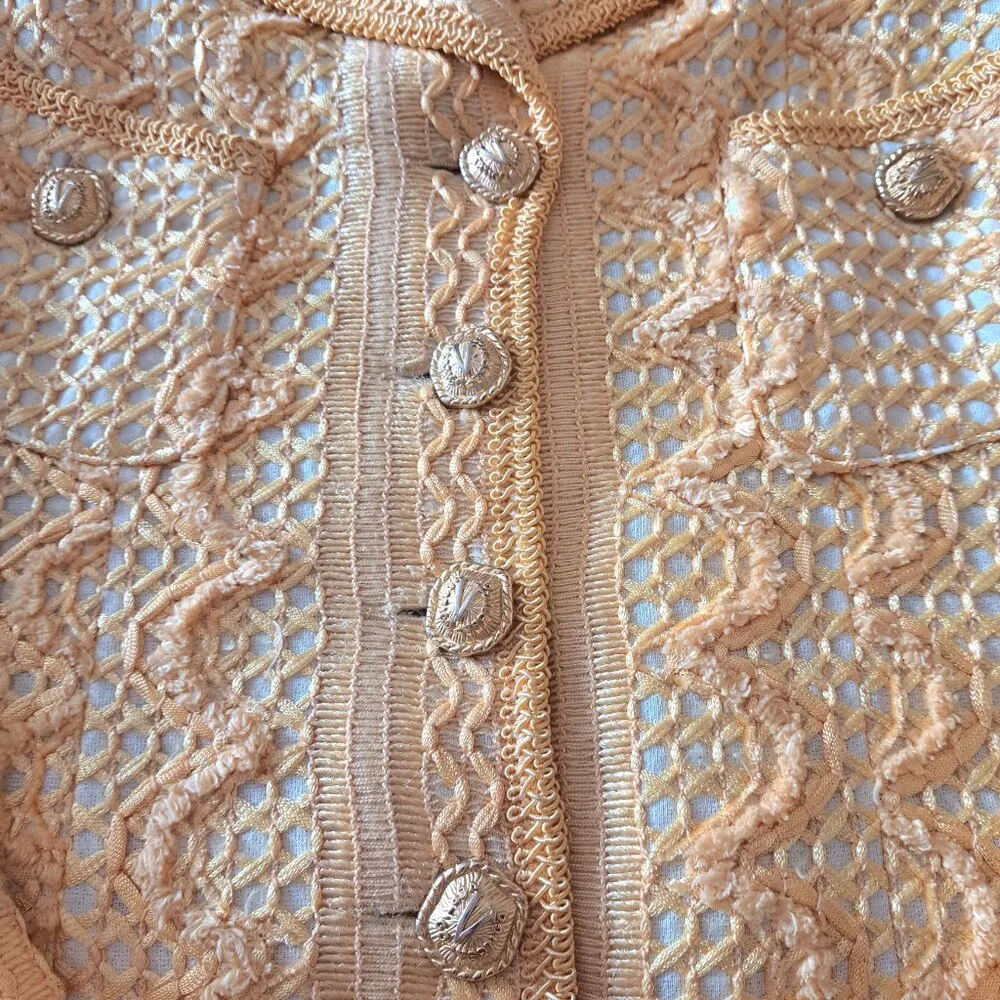 Vintage VERTIGO Rayon Cotton Blend Jacket Mini Skirt Suit Made in France Size M - Picture 8 of 15